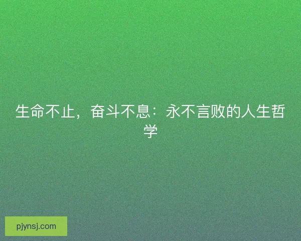 生命不止，奋斗不息：永不言败的人生哲学