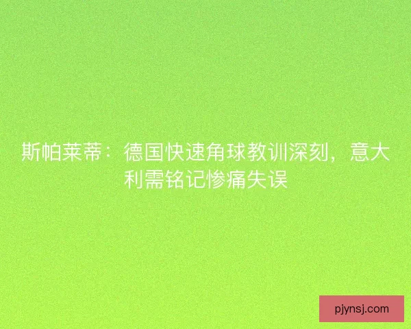 斯帕莱蒂：德国快速角球教训深刻，意大利需铭记惨痛失误